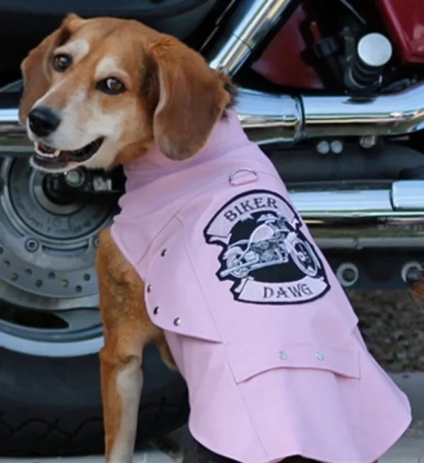 Custom Pink Dog Motorcycle Jacket - Image 3